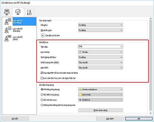hình: Hộp thoại Cài đặt